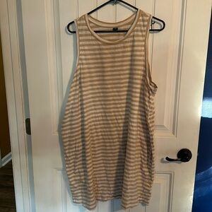 Old Navy tan and white striped tshirt dress size XXL